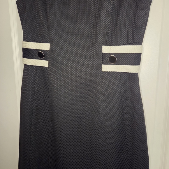 Hobbs London Elegant Black and White Sleeveless Sheath Dress Size 8 Preloved - Picture 7 of 11